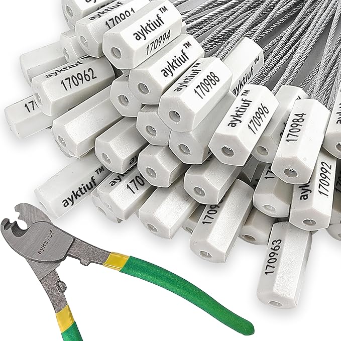 600 Pieces Security Cable Seals, Metal Number security tags for Truck, Trailers, Cargo, Containers, Vans, Oil Tank, Milk Vehicle (White, 600 Pack)