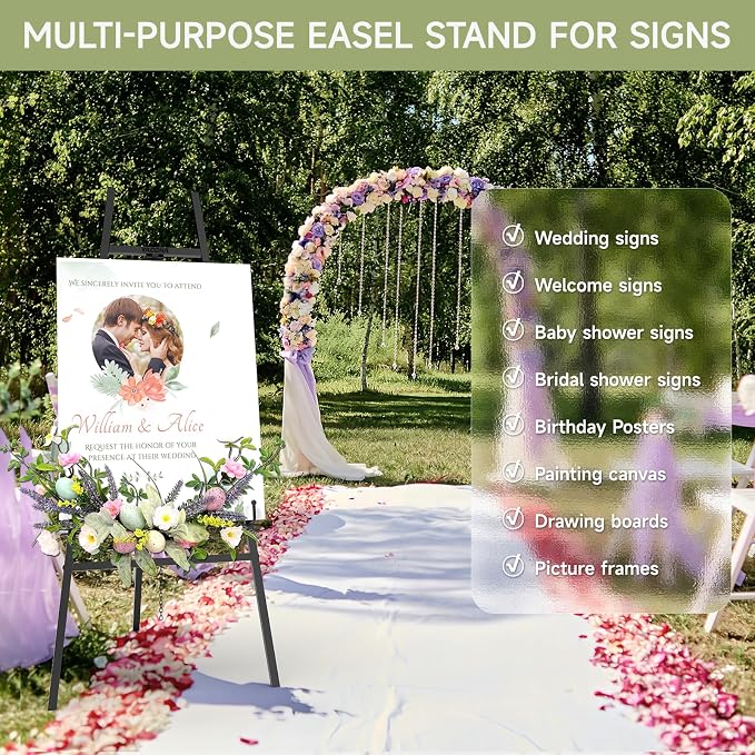 Black Easel Stand for Signs, 4-Tier Height Metal Standing Easel - Image 3