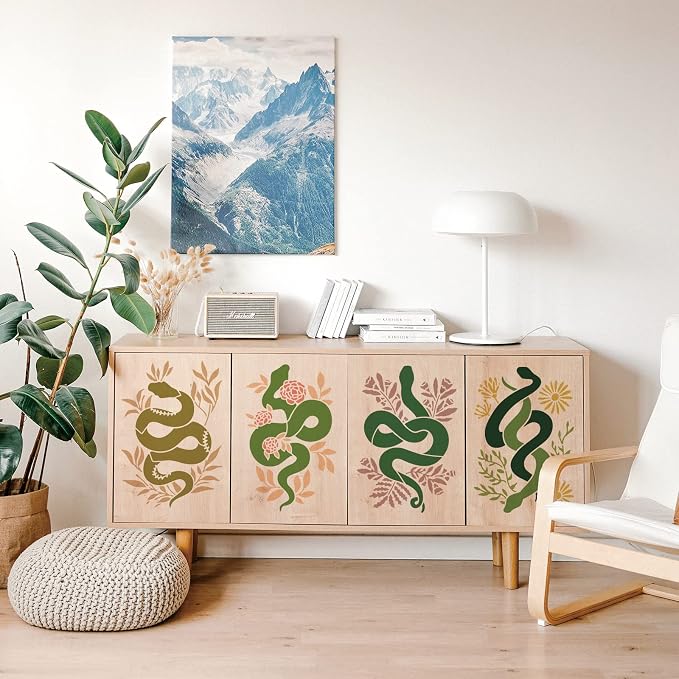 INFUNLY 4pcs Snake Flower Wall Stencils - Image 4