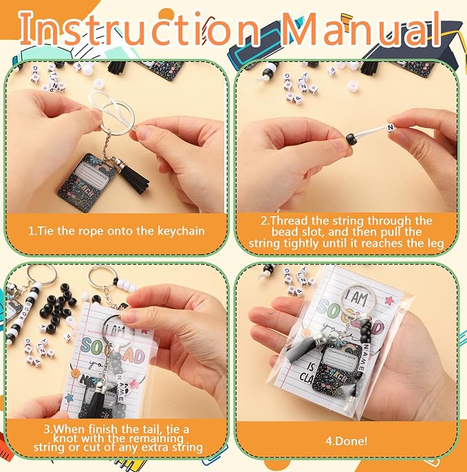 Suncalla 996 Pcs 24 Set Back to School Student Composition Keychain Kit | - Image 3