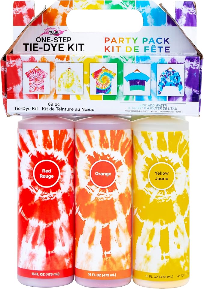 Tulip One-Step Tie-Dye Kit Extra Large Block Party 16 oz Easy Squeeze Bottles by Tulip
