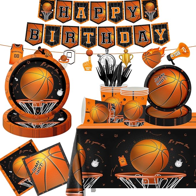 CMUSKO Basketball Party Supplies, Include Basketball Plates and Napkins by CMUSKO