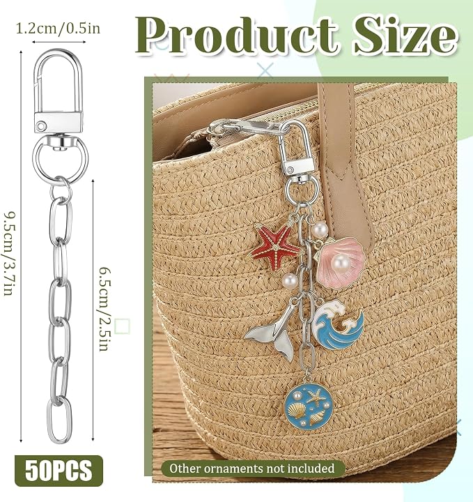 Oqqlin 50 Pcs Keychain Making Kit Bulk, Keyrings Charms - Image 2