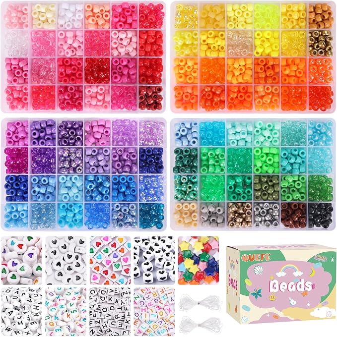 Bracelet Making Kit 96 Colors Pony Beads 3300pcs Friendship Bracelet Kit by QUEFE