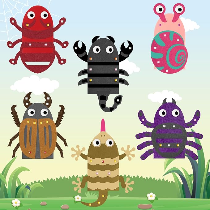 WATINC 6Pcs Hand Puppet Making Kit, Art Craft Felt Sock Puppet Toys, Creative - Image 4