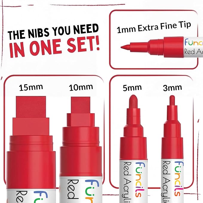 5 Acrylic Red Paint Pens - Image 2