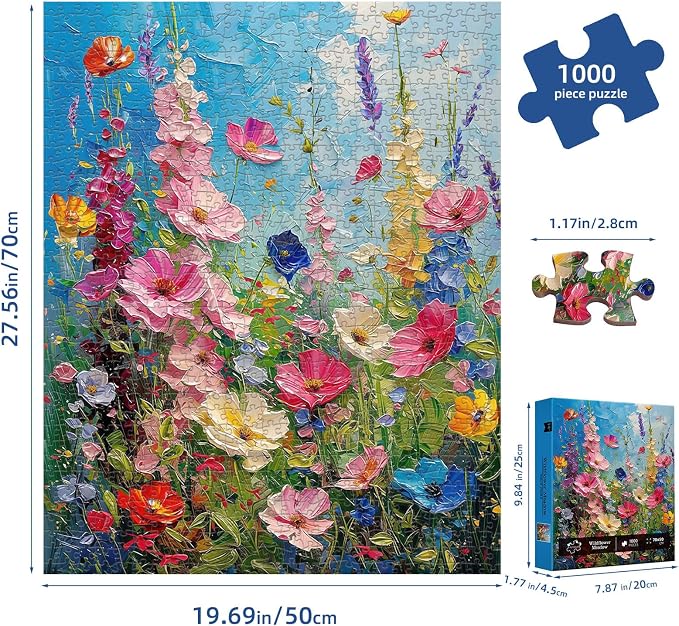Wildflower Meadow Puzzles for Adults 1000 Pieces, Impossible Hard Difficult - Image 5