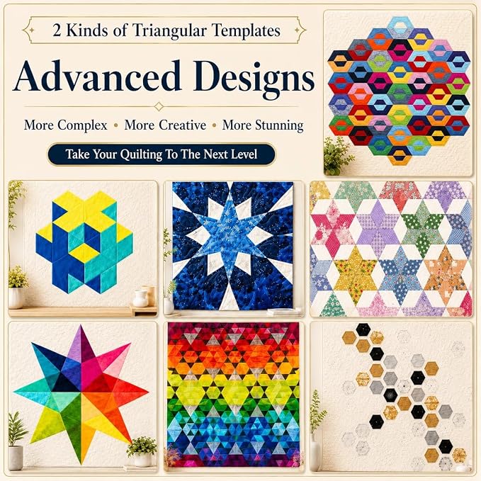 TSV 8 PCS 60° Triangle Quilting Rulers/30°-60°-90° Triangle Quilt Templates | - Image 5
