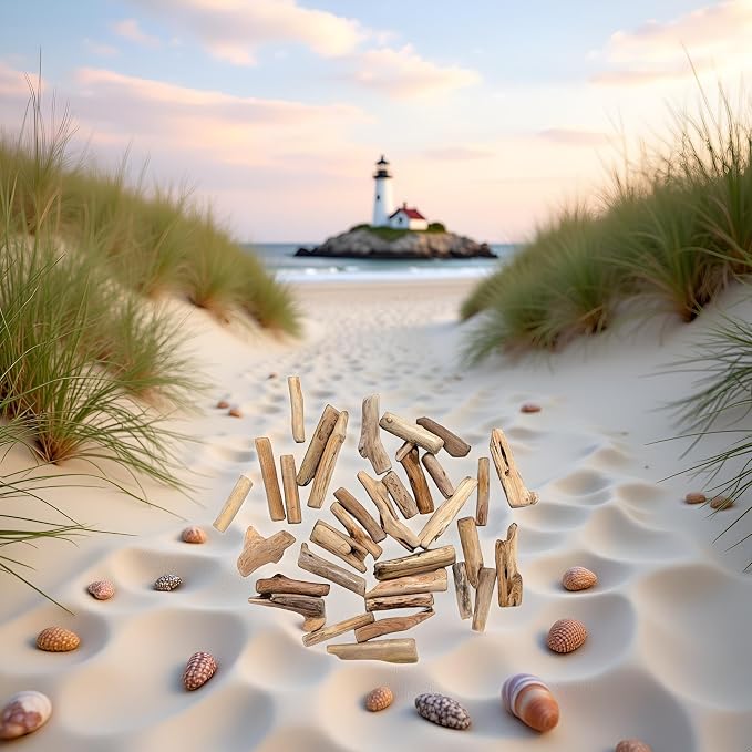 20 Pcs Natural Driftwood Pieces Branch Slices Craft Sticks Beach Decor - Image 4