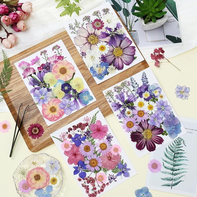 85Pcs Pressed Flowers for Crafts, DIY Art, Candle & Soap Making w/ Tweezer - Image 3