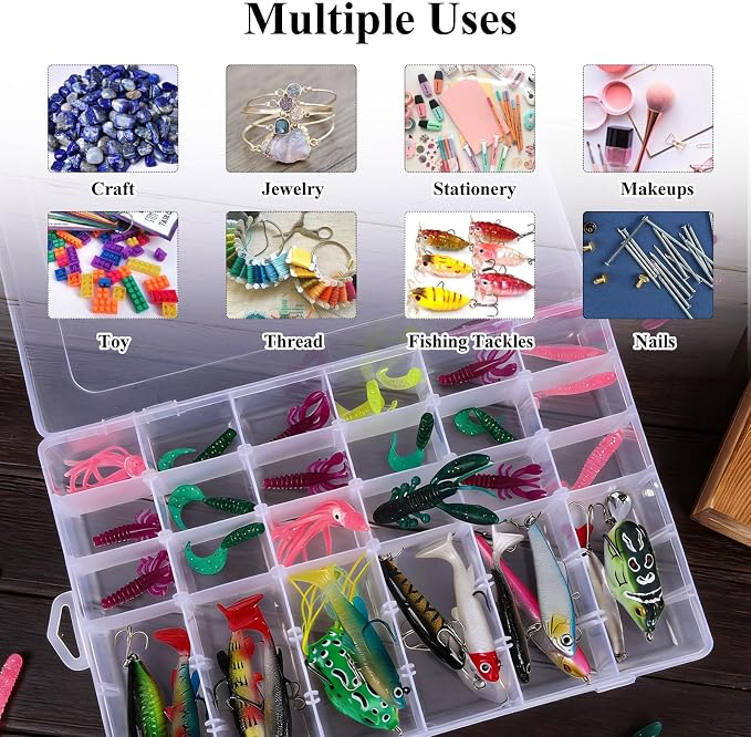 OUTUXED 8 Pack 36 Grids Clear Plastic Storage Boxes - Image 5