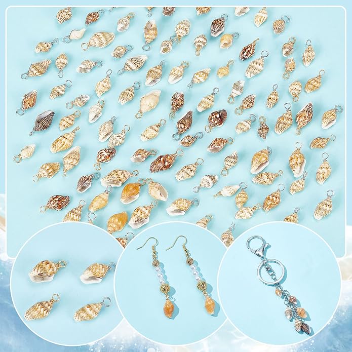 PH PandaHall Shell Pendants Spiral Seashells Craft Charms Cowrie Sea Shells - Image 3