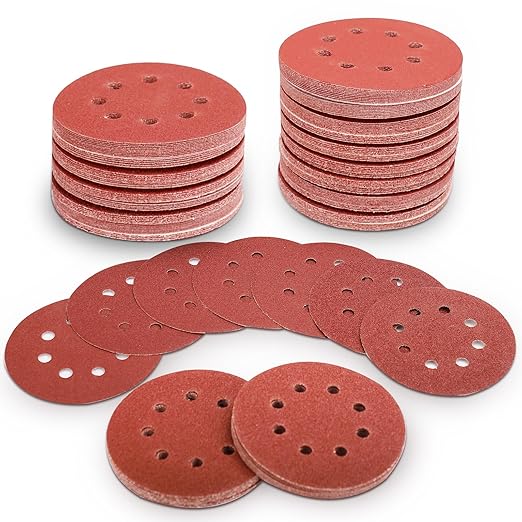 100 PCS 5 Inch Sanding Discs 120 Grit Hook and Loop Adhesive Round Sandpaper for Random Orbital Sander