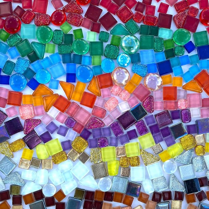 LITMIND 1.1LB Assorted Colors Irregular Crystal Glass Mosaic Tiles by LITMIND