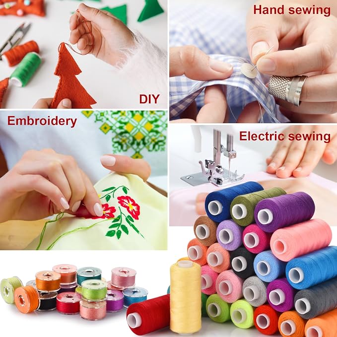Eoehro 72pcs Sewing Thread Kit, 36 Colors Embroidery Thread, Prewound Bobbins - Image 7