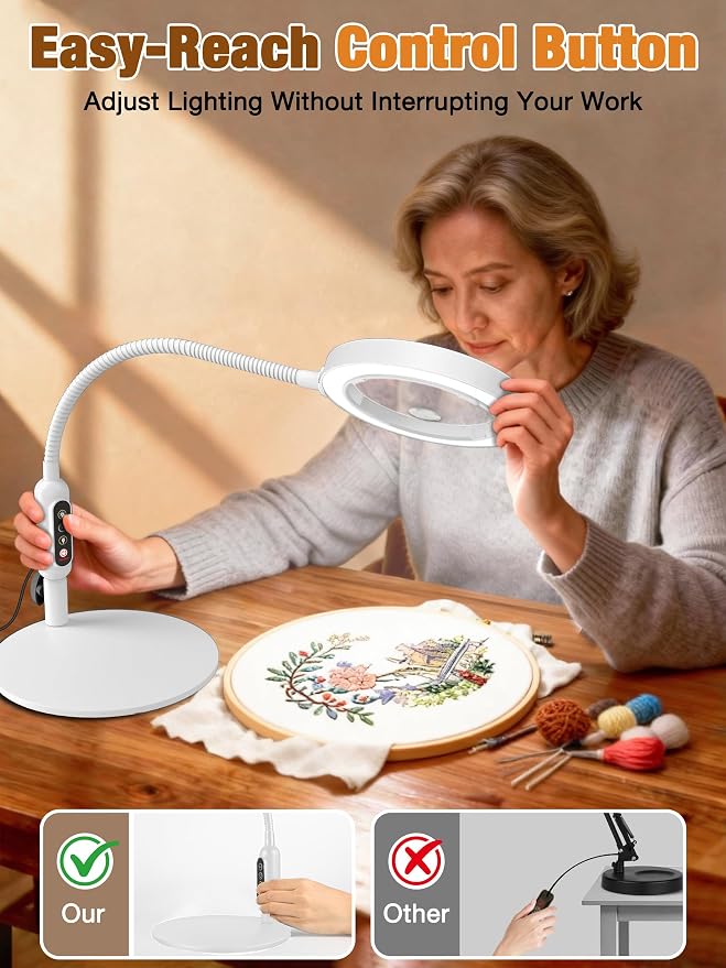 30X 10X Magnifying Glass with Light and Stand, 5 Color Modes Stepless Dimmable - Image 5