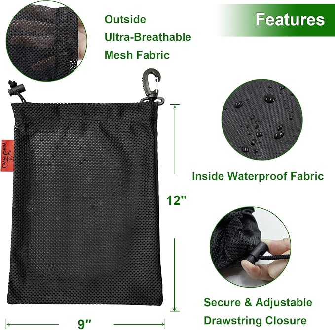 Mesh Foraging Bags with Clip, 4 Pack Drawstring & Toggle Closure Foraging Pouch - Image 2