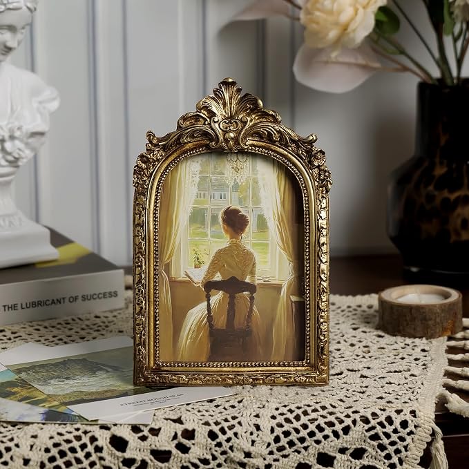 Cuspin 4x6 Vintage Picture Frame Arched Frames, Antique Photo Frame Retro Home - Image 3