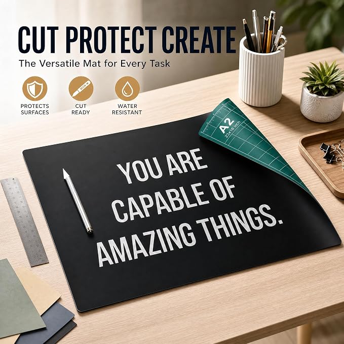 23" x 17" Self Healing PVC Cutting Mat, A2-Black or Green | A2, Double Sided - Image 3