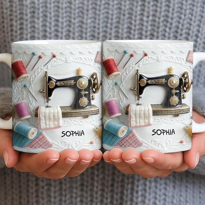 Personalized Vintage Sewing Machine Coffee Mug - Image 6