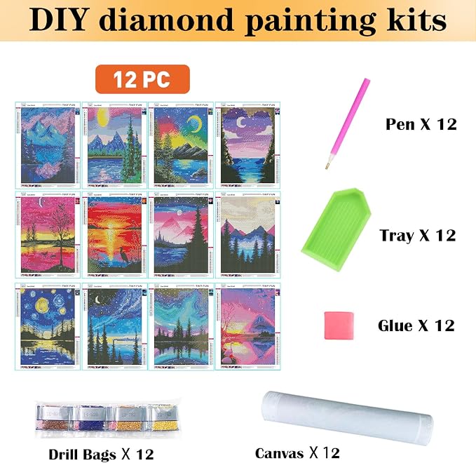 TINY FUN 12 Pack Diamond Painting Kits - Image 3