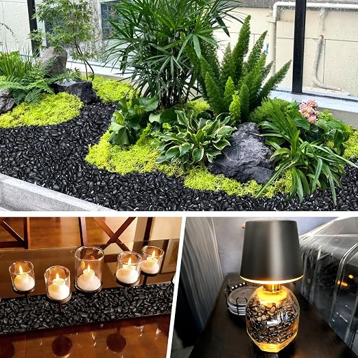 2.2 lb Natural Polished Black Pebbles, 3/8-1/2 Inch Decorative White Rocks - Image 5