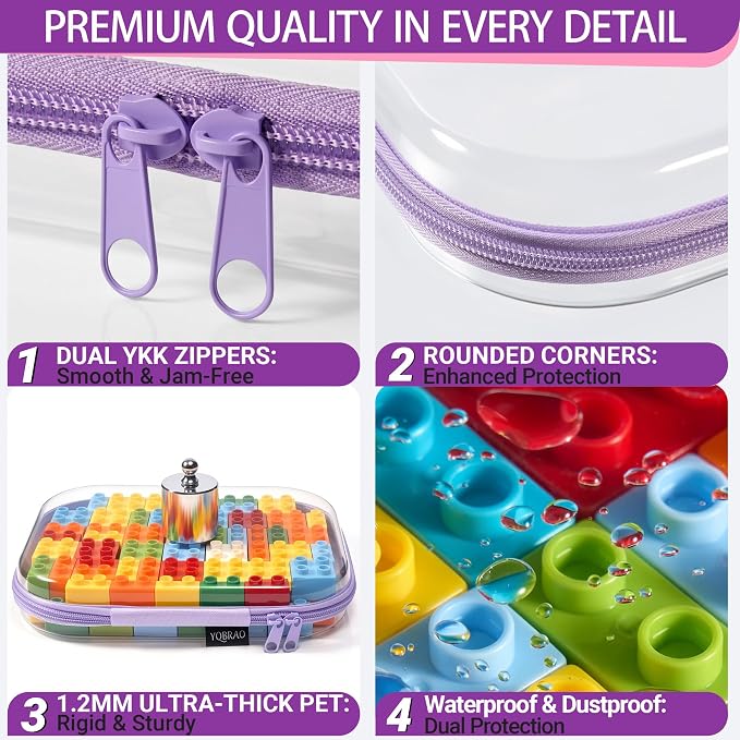 YQBRAO 3-Pack Large Clear Hard Shell Zipper Case, 1.2mm Ultra-Thick Rigid Toy & - Image 5