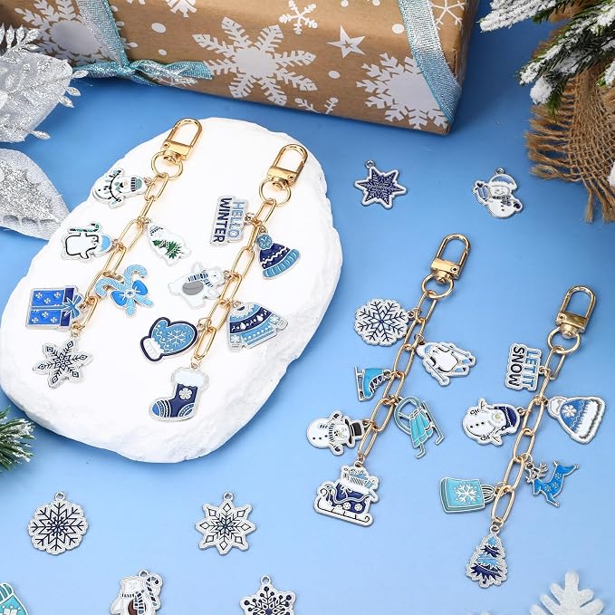 AUGSUN 189Pcs Christmas Winter Keychain Making Kit Holiday Keychain Craft | - Image 7