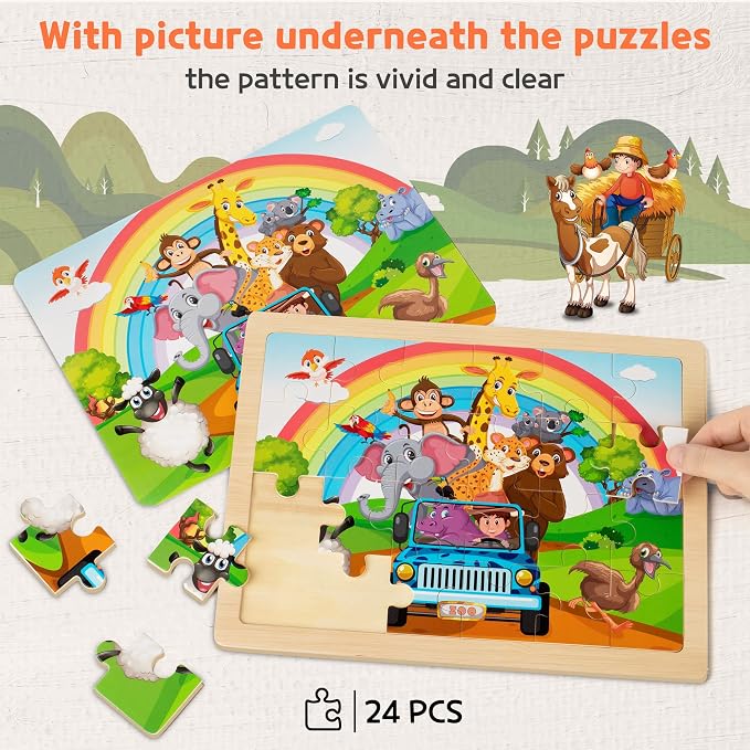 SYNARRY Large Animals Wooden Puzzles - Image 3
