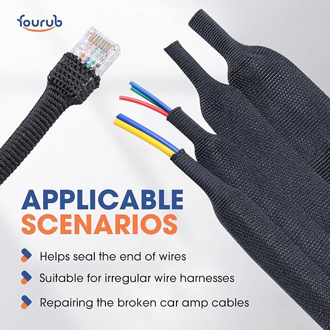 2 to 1 Heat Shrink Woven Tubing Abrasion Resistant Braided Sleeving Shrinkable Fabric Loom Protector for Auto Amp Harness Sheath Cable(1-1/8"ID-216inch)