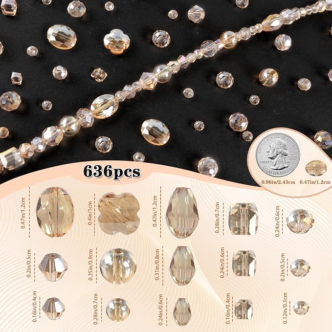 636pcs Assorted Crystal Glass Beads - Image 6