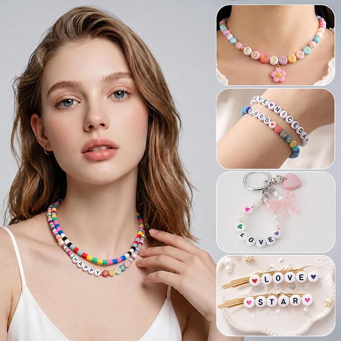 1500PCS Round Letter Beads for Threading, 4 x 7 MM Alphabet Beads and Colourful - Image 6