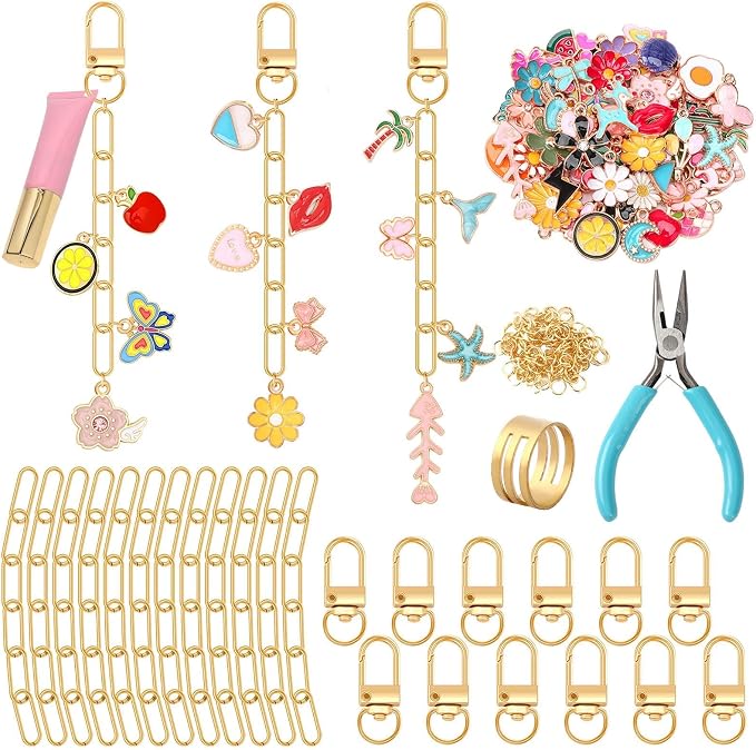 AUGSUN 189Pcs Keychain Making Kit Assorted DIY Keychain Craft | Colorful Key by AUGSUN