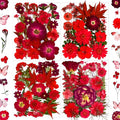 132Pcs Red Pressed Dried Flowers and Butterfly by LUCISKY