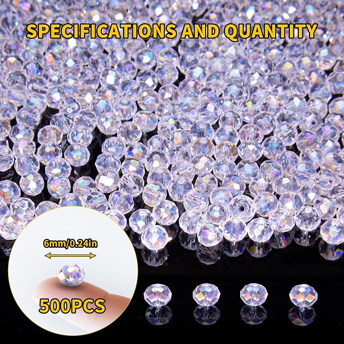 500Pcs 6mm Crystal Glass Beads for Jewelry Making Beads for Bracelets Necklace - Image 2