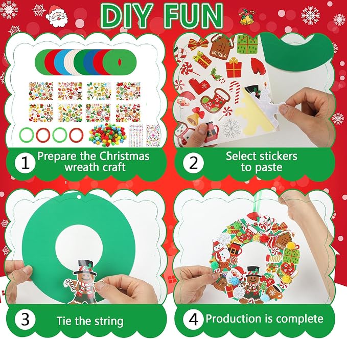 Hollowfly 48 Sets Christmas Wreath Craft Kits - Image 4