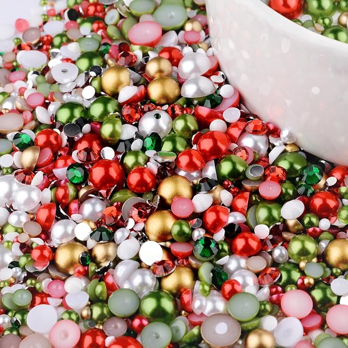75g Mix Resin Pearls Rhinestones Kit, 3-10mm Half Pearls and 2-6mm Flatback - Image 6