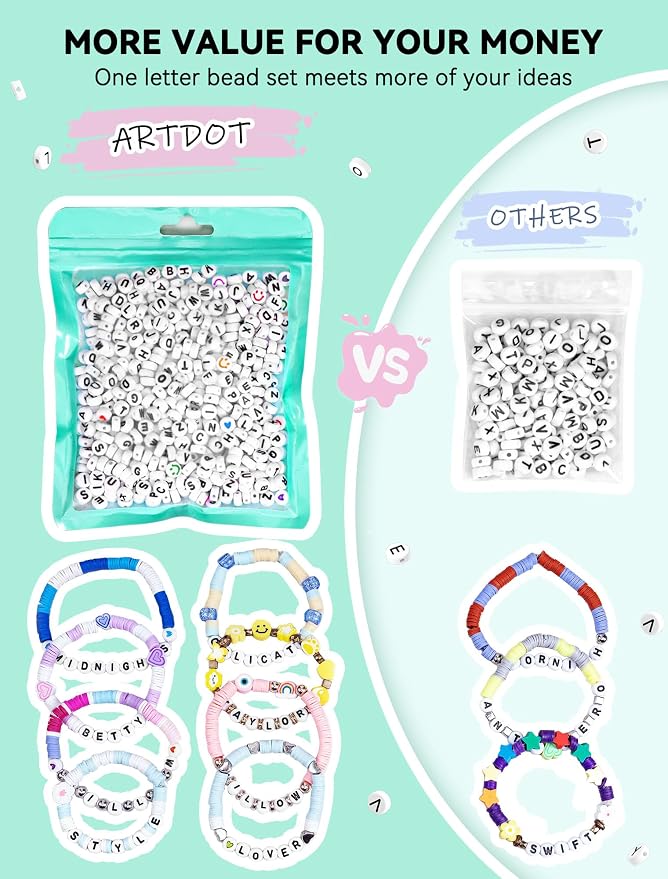 ARTDOT 800 Pieces Assorted Letter Beads - Image 5