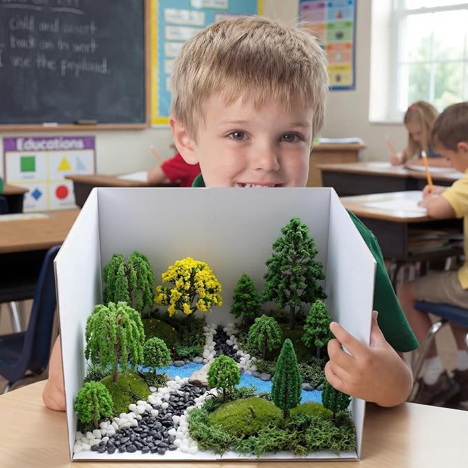 MiniInflat 34 Pcs Diorama Supplies Kit Artificial Model Trees Rainforest - Image 6