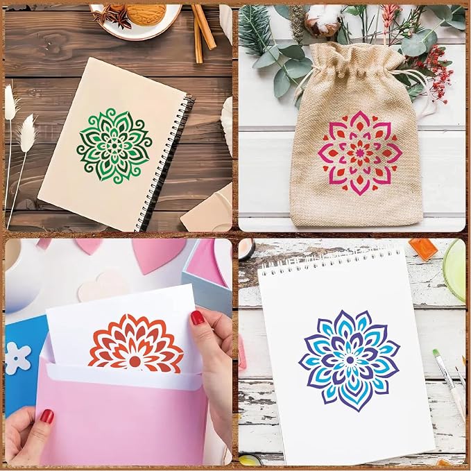 Stencils 4in 50pcs Craft Paint Template Reusable Plastic Templates Mandala - Image 5