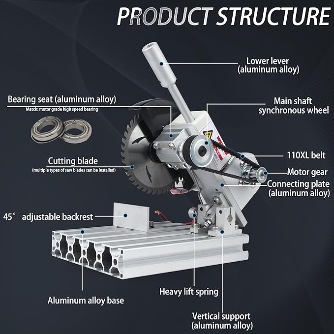 RATTMMOTOR 5" Mini Table Saw for Craft Q99-7 Multipurpose Portable Small Hobby Table Saw Cutting Machine 110V-220V, 0-45° Angle Adjustable, 997 Motor 18000RPM for Crafts