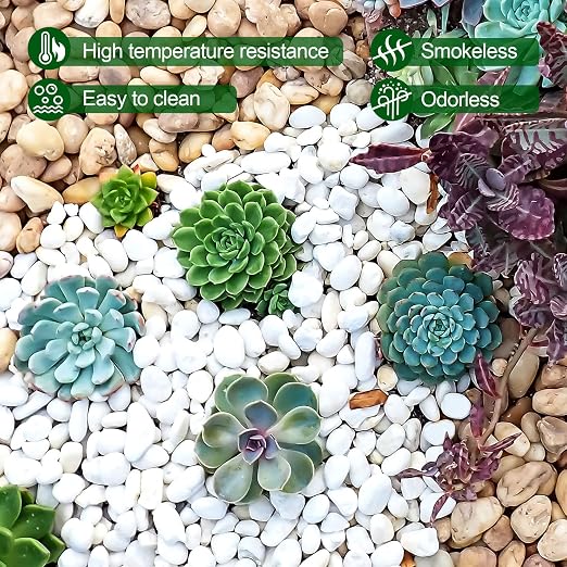 2.2 lb Natural Polished White Pebbles, 3/8 Inch Decorative White Rocks - Image 6