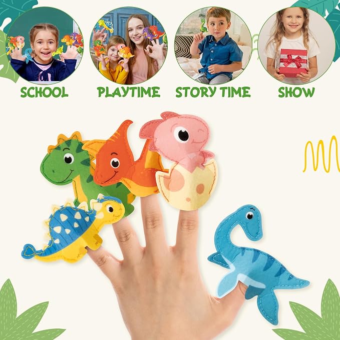 COcnny Dinosaur Finger Puppets Craft- 11pcs Dinosaur Felt Finger Puppet - Image 6