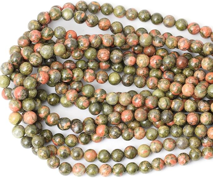45PCS 8mm Natural Unakite Gemstone Round Loose Beads - Image 3