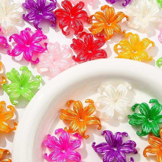 40pcs Flower Shape Beads Color Pearl Electroplate Flower Beads Pearl Lily Beads - Image 6