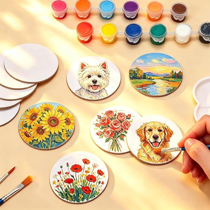 72Pack 2.5x2.5IN Round Mini Canvas Magnets, Small Magnetic Paint Canvas | - Image 3