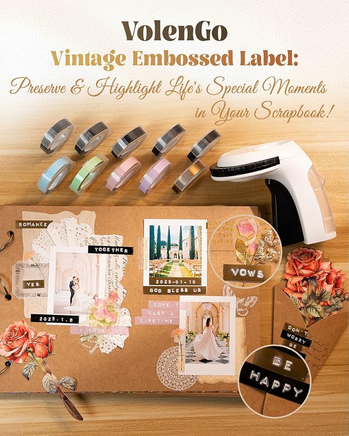Embossing Label Maker, Scrapbook Supplies Junk Journal Kit, Vintage Embossed - Image 2
