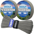 Paracord Nylon Rope Gray 50ft with 7-Strand Core, 10 Colors and 50/100/200 ft, Type III Parachute Cord 4mm for Camping, Survival, Hiking, DIY, Crafting, Outdoor Utility Rope