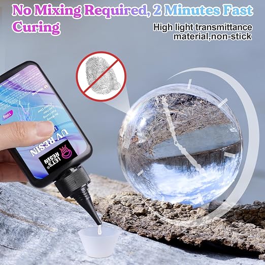 LET'S RESIN UV Resin, 200g High Viscosity Crystal Clear Thick UV Resin Kit - Image 2