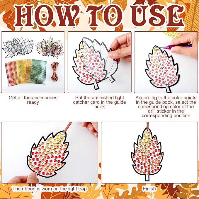 WinnerWhy 36 Sets Maple Diamond Painting Ornaments DIY Gem Window Art Sun - Image 4